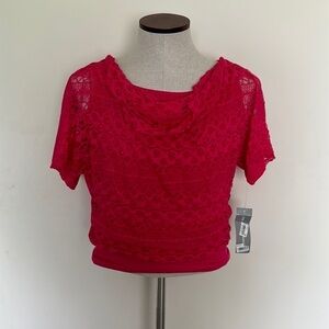 NWT! NY Collection Bright Pink Lace Blouse - Size XS